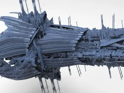 Sci-fi Blue Energy ship 3D model