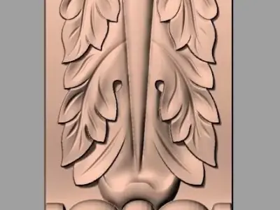 Door Post flower 3D STL Model for CNC Router Carving E974 3D model