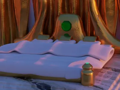 Golden bed 3D model
