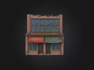 Ruined Corner Shop Low-poly 3D model
