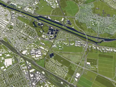 Mannheim Germany 50x50km 3D City Map 3D model