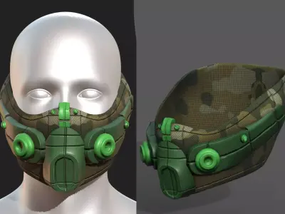 Gas mask respirator scifi futuristic 3d  Low-poly 3D model