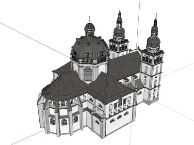 Architecture-Religion-God-Culture-Temple-0107 church with two... 3D model