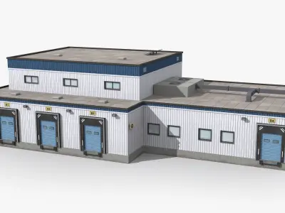 Factory x9 Low-poly 3D model
