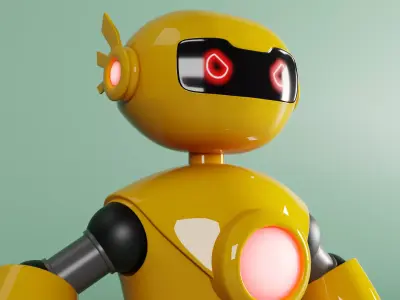 Stylized Yellow Robot - Rigged PBR Character 3D model
