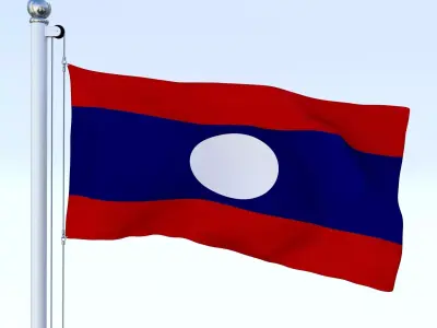 Animated Laos Flag Low-poly 3D model