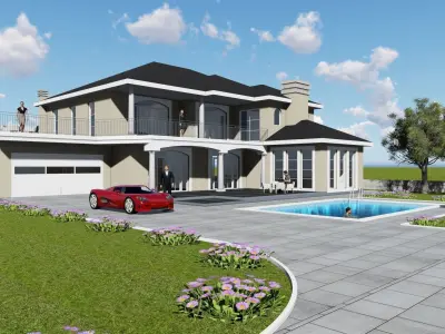 COUNTRY VILLA EXTERIOR  INTERIOR 3D model