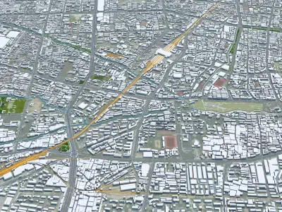 Baoding Hebei China 40km AI Low-poly 3D model