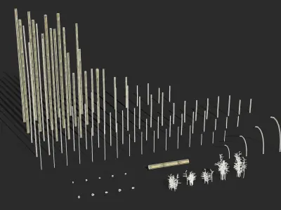Bamboo Stakes Kitbash Low-poly 3D model