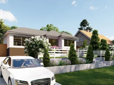 3D Exterior Scene 3D model design garden and landscape 3D model 22