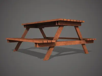 Wooden Garden Bench  Low-poly 3D model