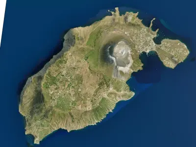 Vulcano Island full 3d model terrain Low-poly 3D model