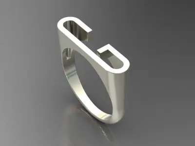 alphabet ring letter G 3D print model