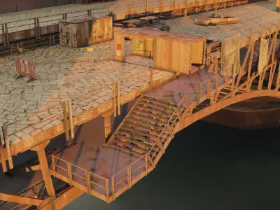Construction Bridge Low-poly 3D model