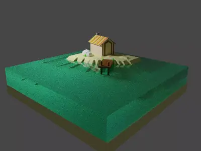 House in the island in water  3D model