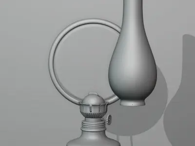 Kerosene lamp with mirror reflector 3D model