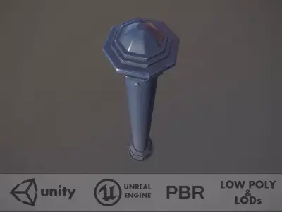 Barrier Bollard pack 3 Blue v1 Low-poly 3D model