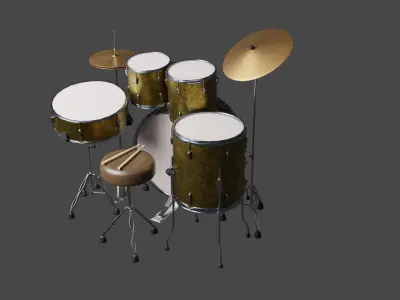 3D DRUM SET LOW POLY - PBR Low-poly 3D model