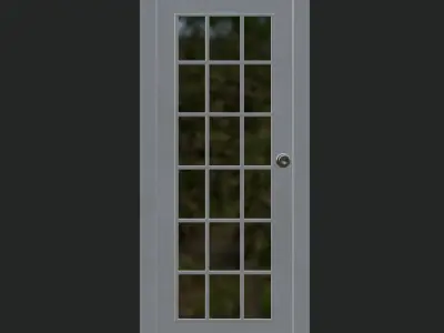 White French Door with Glass Panels 3D model