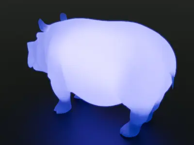 Indirect lighting of hippopotamus 3D model