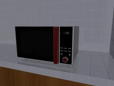 Microwave oven in kitchen 3D model