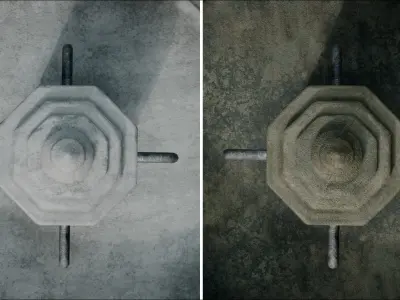 Old City Concrete Fountain water circle Low-poly 3D model