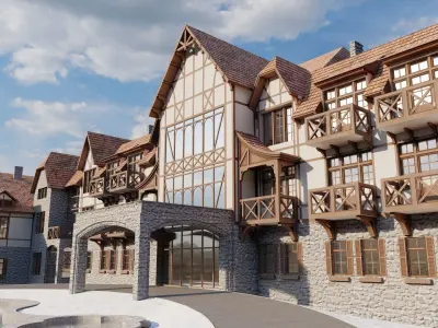 Mountain Lodge Fachwerk Half-timbered 3D model