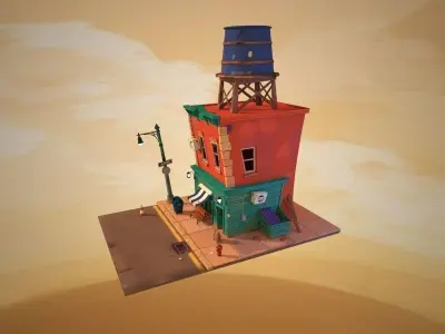 stylized house 3D model