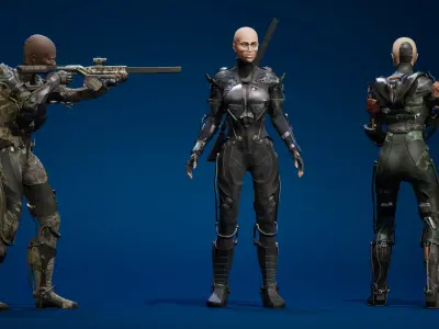 ExoSoldier Female 01 Low-poly 3D model