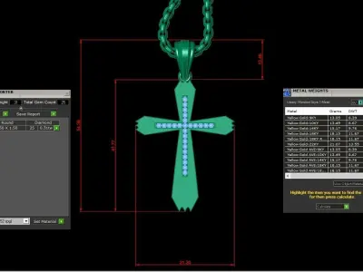 High Cross Pendant Light Gold 18K 3CP032 3D print model
