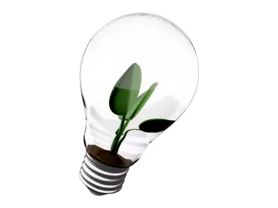 3d tree Growing in an Energy Efficient Light Bulb icon 3D model