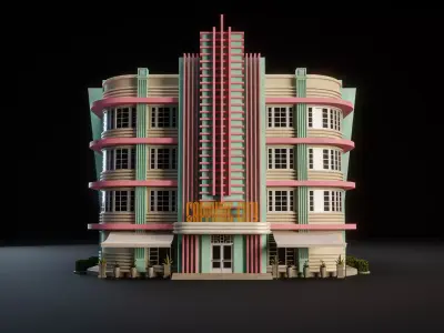 MIAMI VICE CITY ART DECO BUILDING 1 Low-poly 3D model