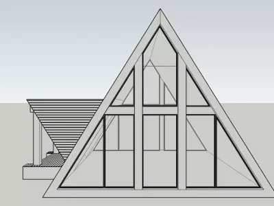 A simple A-frame cabin base 3D model