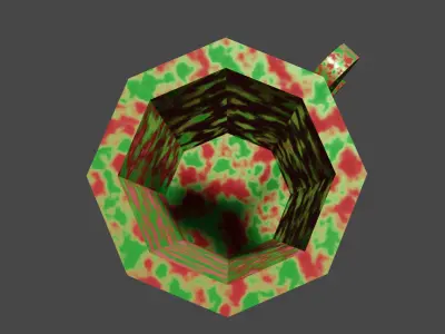 Metal cup with green paint with rust and dirt on surface Low-poly 3D model