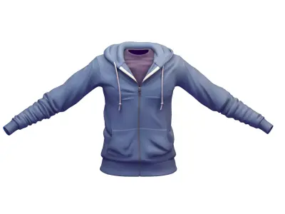 Cartoon High Poly Subdivision Blue Hoodie 3D Model Low-poly 3D model