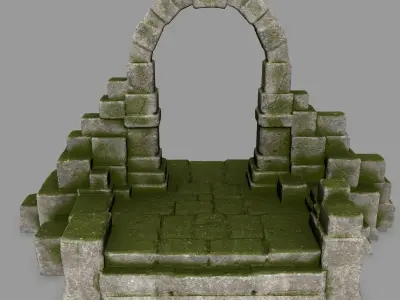 gate 9 archway with moss Low-poly 3D model
