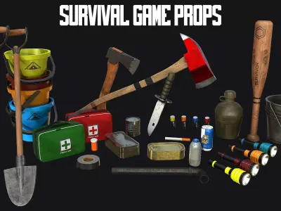 Survival Game Props PBR Low-poly 3D model