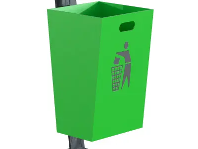 Trash Can Low-poly 3D model
