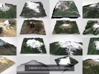 Collection of volcanoes of Chile 3D Model Pack