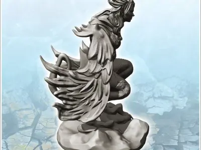 Crouching Winged Harpy 7 - Medieval Fantasy Magic Feudal Old Arc 3D print model