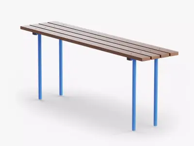 Bench Outdoor 02 Blue  Low-poly 3D model