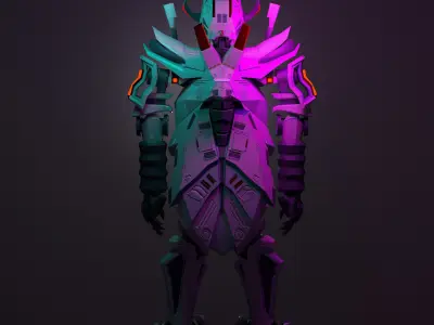 Hard Surface Robot Mecha Rigged Low-poly 3D model