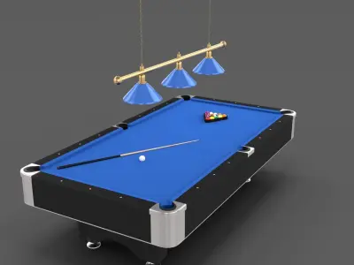 8 Ball Pool Table Setting Blue 3D model