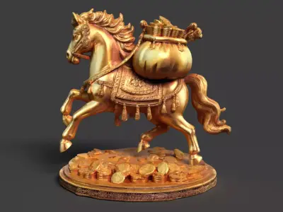 Chinese Zodiac Horse Figure  Low-poly 3D model