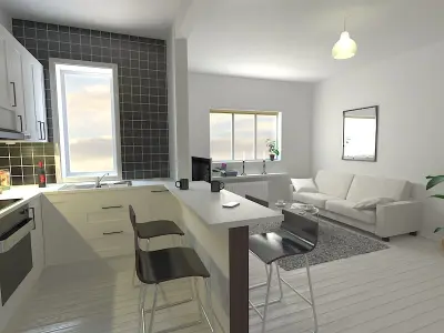Kitchen Living Room 3D model