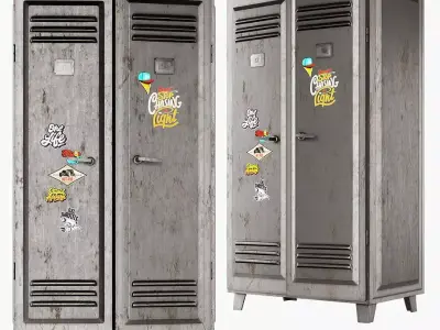 Metal locker grey 3D model