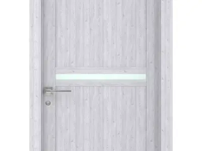 Door-061 wooden door with glass panel 3D model