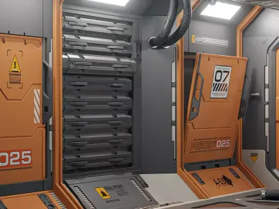 Sci-Fi Corridor Low-poly 3D model