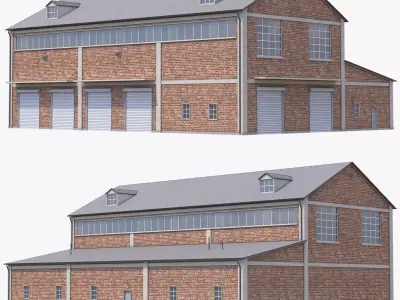 Brick Industrial Building 35 PBR Low-poly 3D model
