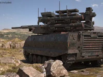  Combat Tank with Dual Armament and Sensor Systems Green Rust Rigged 